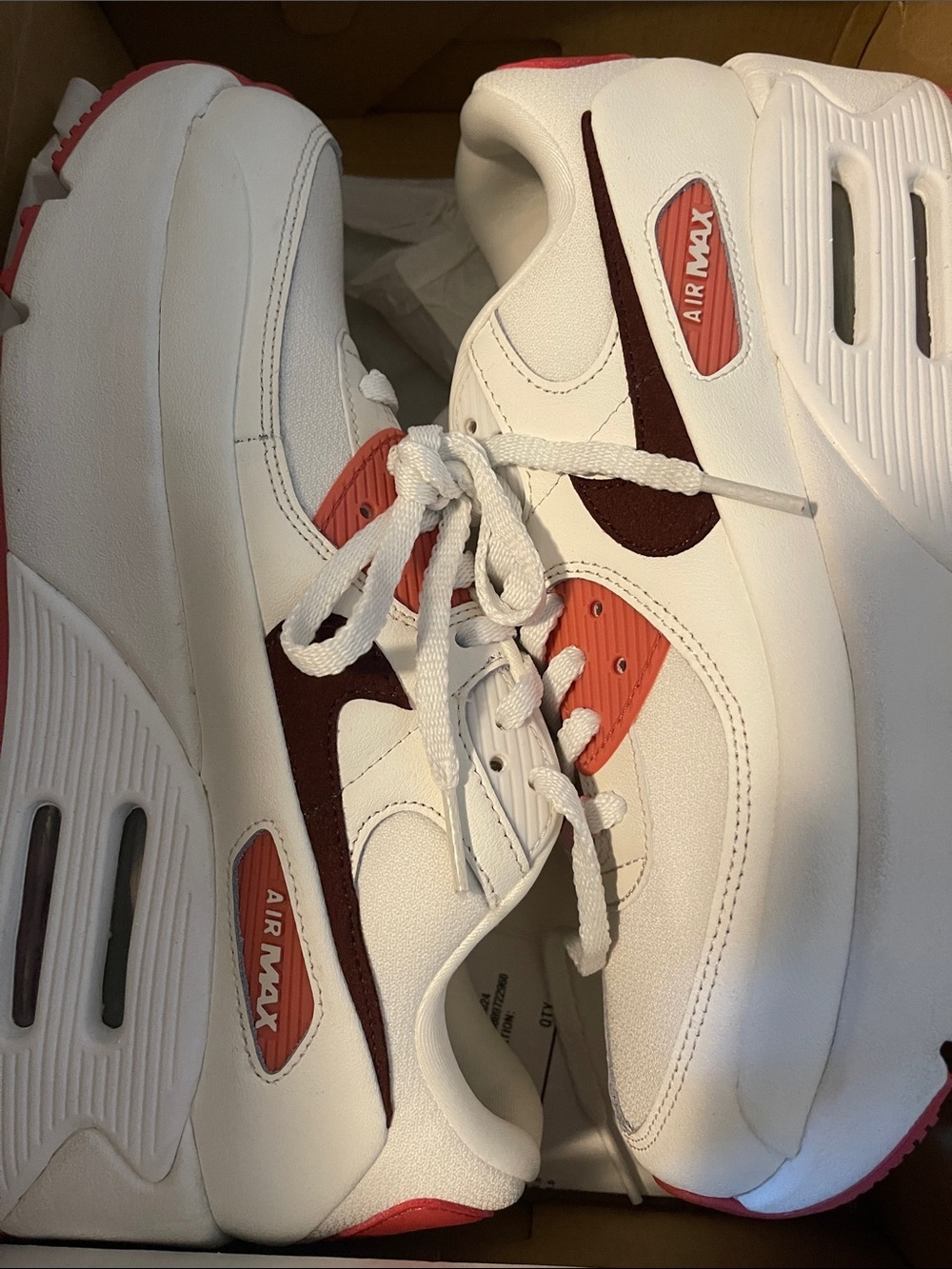 Nike White Maroon & Coral Air Max Women's Athletic Sneakers